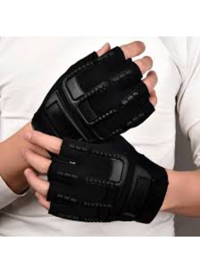 Tactical Motorcycle Gloves, Half-Finger Design with Hard Knuckle Protection, Breathable Mesh Construction, Adjustable Wrist Strap for Sports and Riding - Image 5